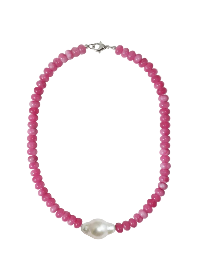 Strong Pink Gemstones + Pearl