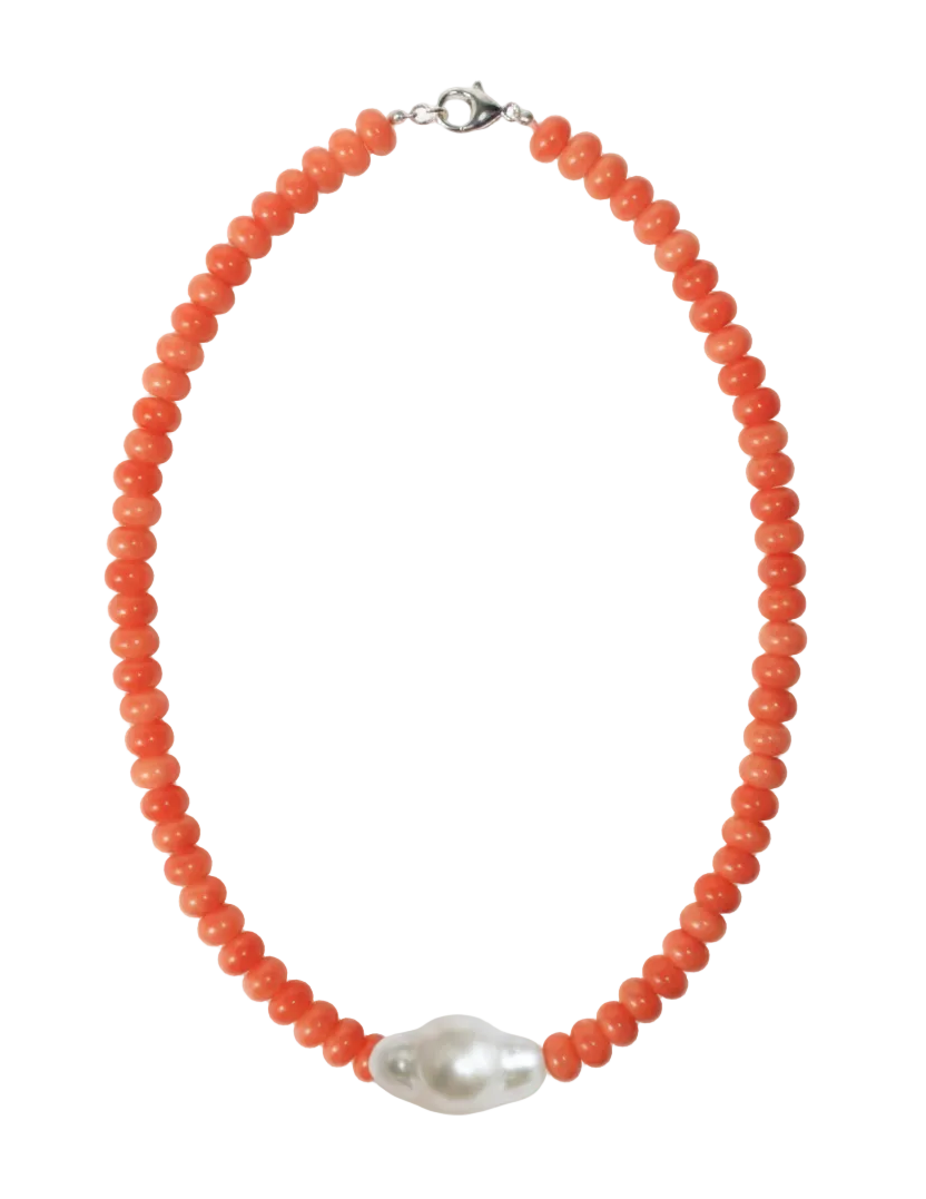 Strong Orange Gemstones + Pearl