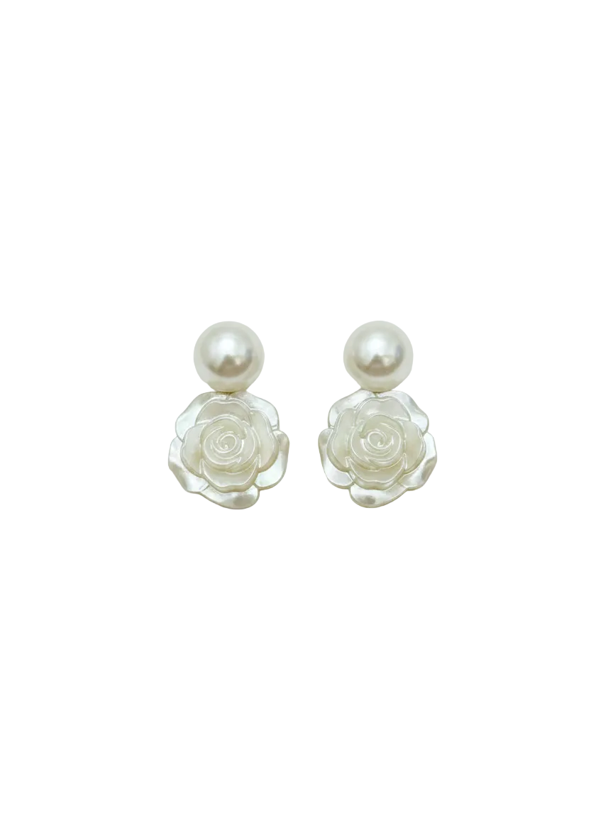 Pearl Rose Earrings