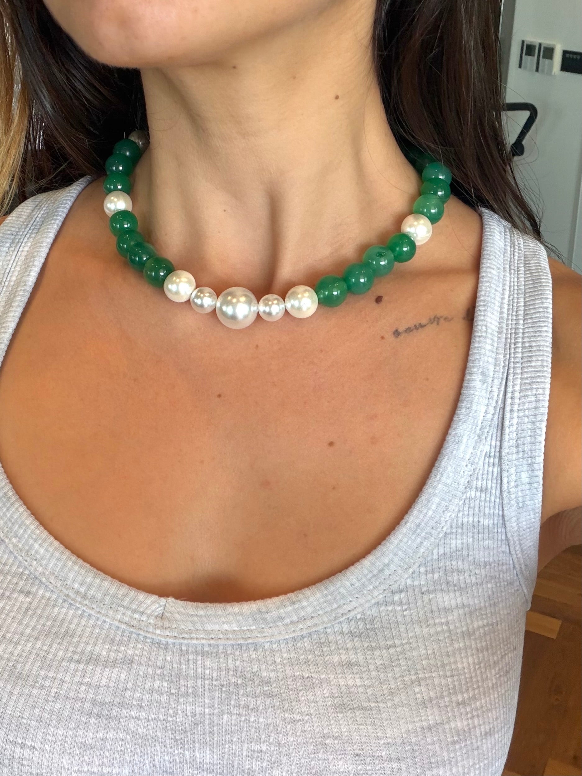 Deep Green Pearl Necklace