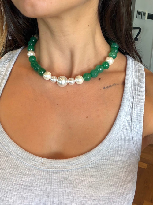 Deep Green Pearl Necklace