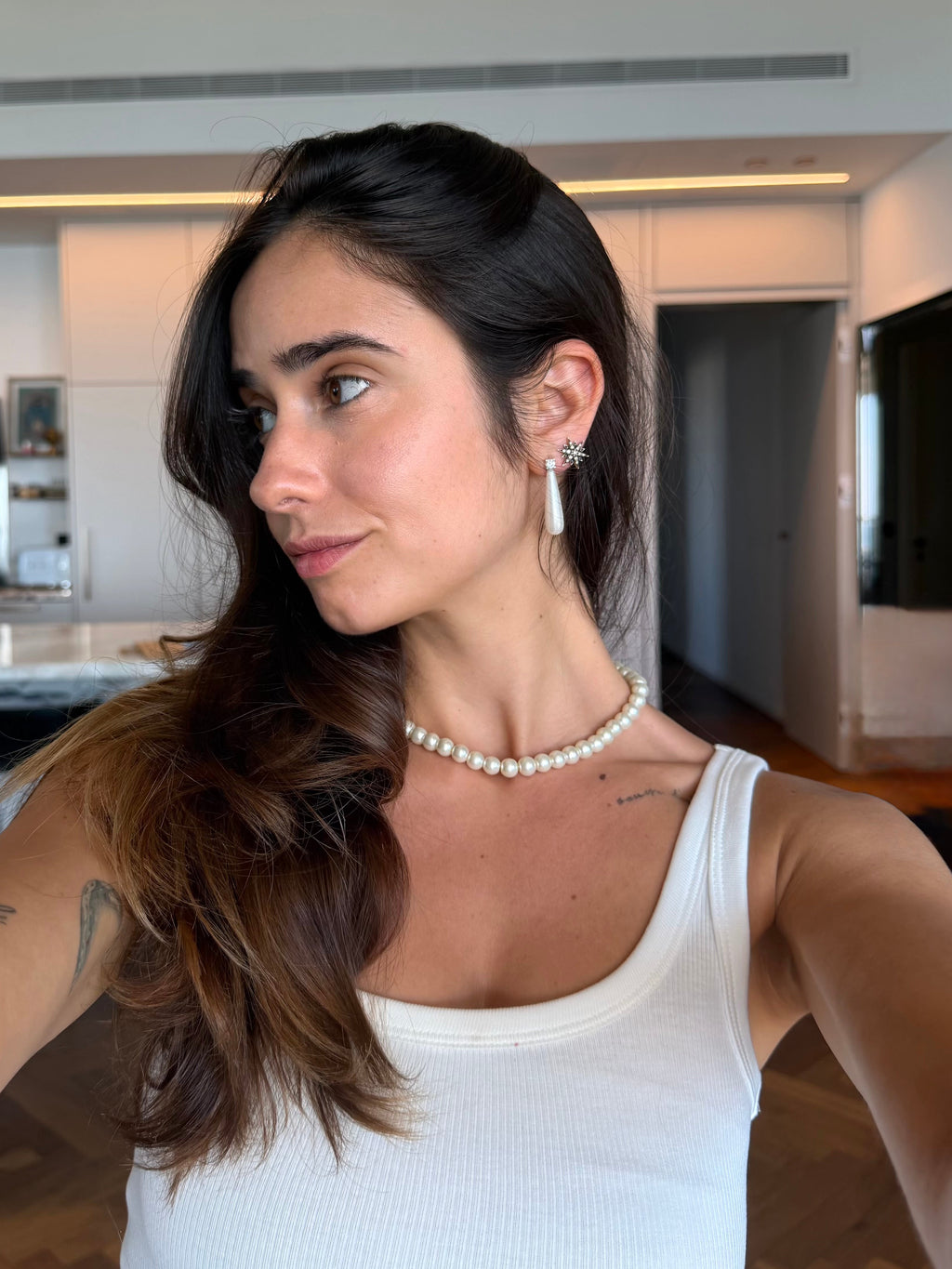 White Pearl Drops Earrings