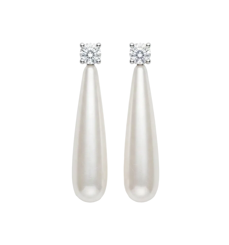 White Pearl Drops Earrings